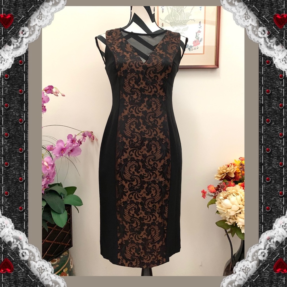 Maggy London Embroidered Color Block Dress